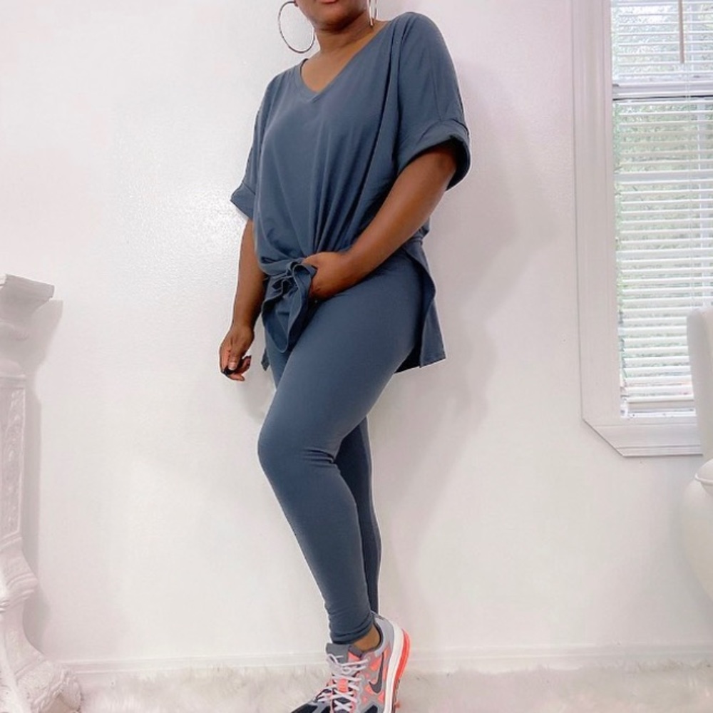 Ash gray plus size set